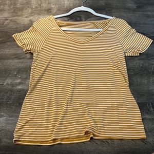 Striped yellow and white T-shirt; Size XS; From American Eagle